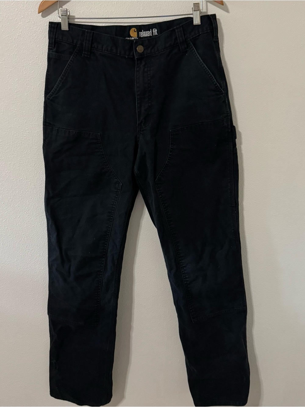 Carhartt Double Knee Relax Straight Rugged Duck Canvas Work Pant Black-34x34